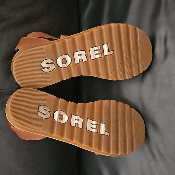 Sorel Flat Tan 100%Leather Strap On Women's Sz 6 US Ella III Flat Sandal - Picture 7 of 8